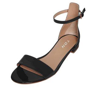 YDN Block Low Heel Sandals Open Toe Ankle Strap Flat Shoes